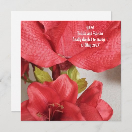 Flat Save the Date Wedding Amaryllis Red (Vorne/Hinten)