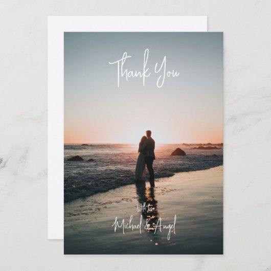 Flat Simple Wedding Foto Danke Karte (Vorne/Hinten)