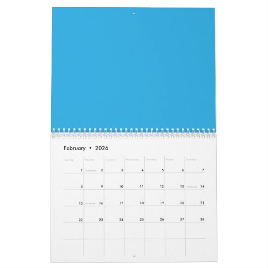 Flat Sky Blue Background – Wedding Texture Kalender (Feb 2026)