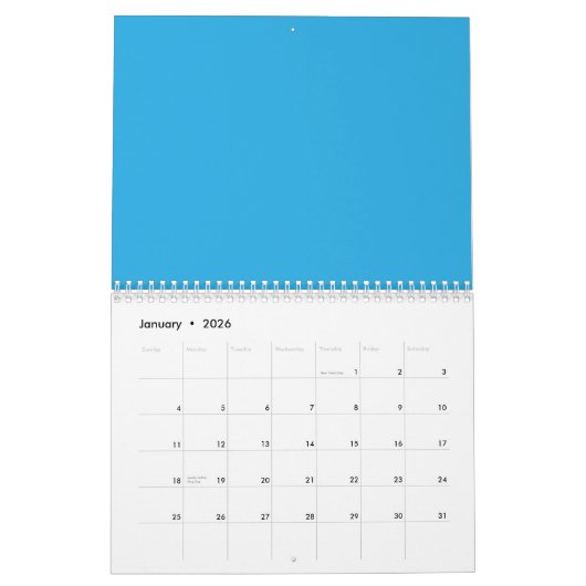 Flat Sky Blue Background – Wedding Texture Kalender (Jan 2026)