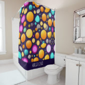 Flat Smile Circles Orange Blue Retro Muster Duschvorhang (Beispiel)
