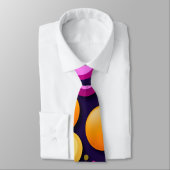 Flat Smile Circles Orange Blue Retro Muster Krawatte (Gebunden)
