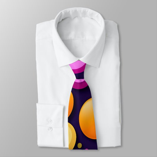 Flat Smile Circles Orange Blue Retro Muster Krawatte (Gebunden)