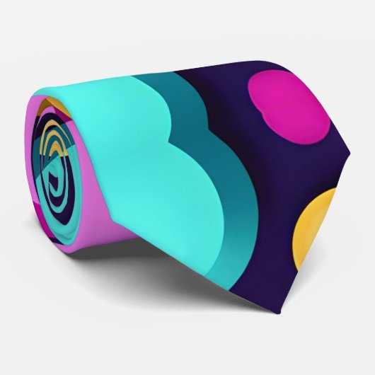 Flat Smile Circles Orange Blue Retro Muster Krawatte (Gerollt)