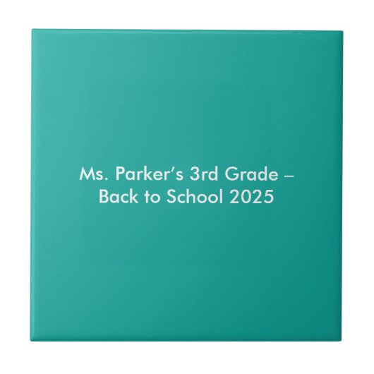 Flat Teal Background – Back-to-School Texture Fliese (Vorderseite)
