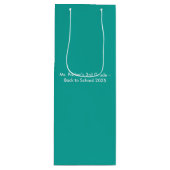 Flat Teal Background – Back-to-School Texture Geschenktüte Für Weinflaschen (Vorderseite)