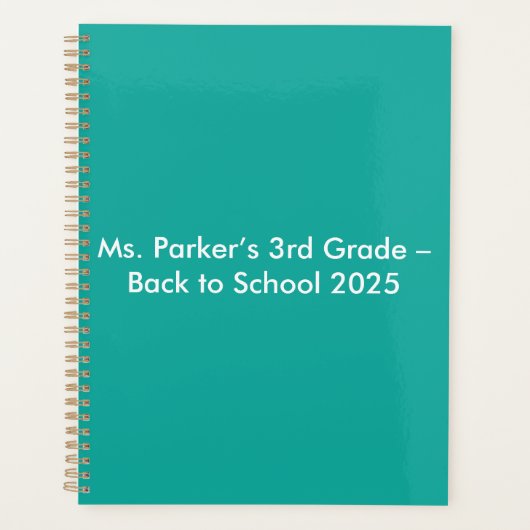 Flat Teal Background – Back-to-School Texture Planer (Vorderseite)