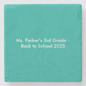 Flat Teal Background – Back-to-School Texture Steinuntersetzer (Vorderseite)