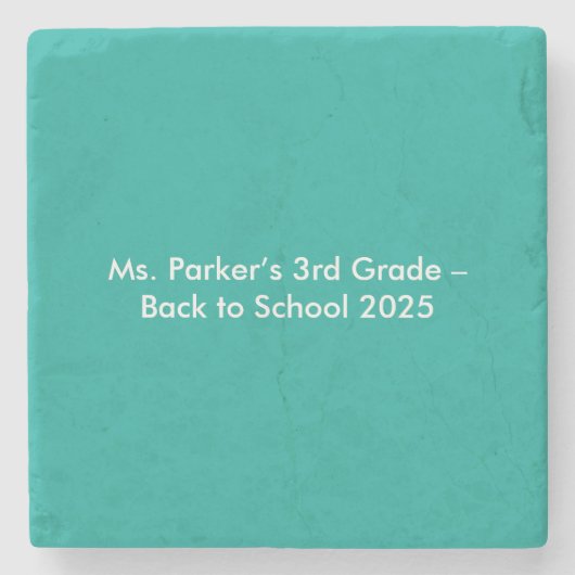 Flat Teal Background – Back-to-School Texture Steinuntersetzer (Vorderseite)