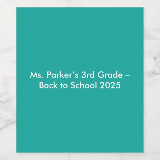 Flat Teal Background – Back-to-School Texture Weinetikett (Einzelnes Label)