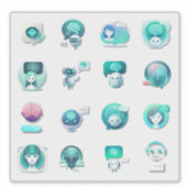 Flat Vector Collage of AI Assistent Illustrationen Aufkleber (Vorderseite)