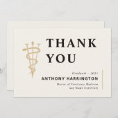 Flat Veterinary Symbol Black Gold Dankeskarte (Vorne/Hinten)