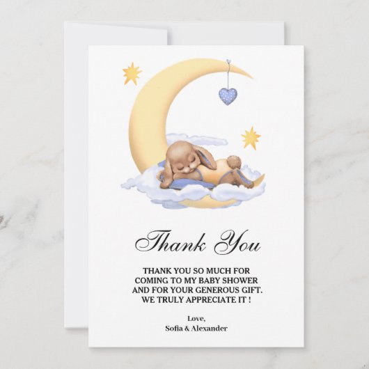 Flat Vielen Dank Baby Duschkarte mit Hase. Dankeskarte (Vorderseite)
