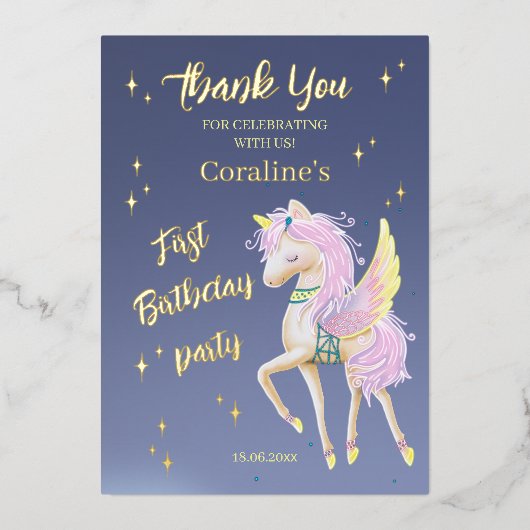 Flat Vielen Dank Karten für den 1. Geburtstag. (Vorderseite)