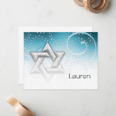 Flat Vielen Dank Türkise Shimmer Star von David Mitteilungskarte (Vorderseite/Rückseite Beispiel)