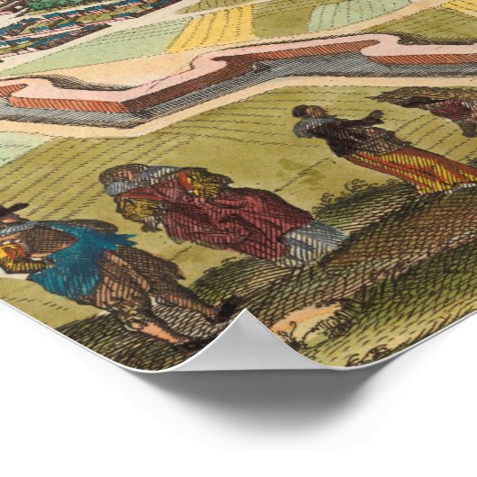 Flat vintage map of paris poster (Ecke)