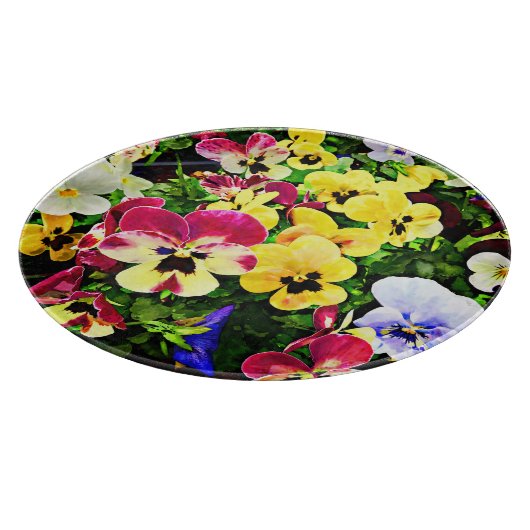 Flat von Stiefmütterchen gemischte Farben Schneidebrett (Ecke)