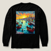 flat waves, crowds, boats, city Tri-Blend shirt (Design Rückseite)