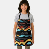 Flat Waves Yellow Blue Retro Geometric Muster Schürze (Insitu)