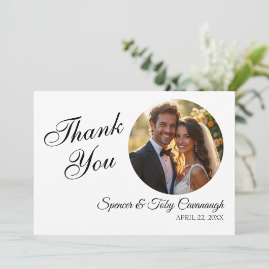 Flat Wedding Dankeschön Karte | Benutzerdefiniert (Stehend Vorderseite)