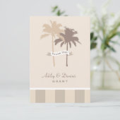 Flat Wedding Dankeschön Note Card | Palmen Dankeskarte (Stehend Vorderseite)