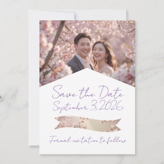 Flat Wedding Save the Date Card (Vorderseite)