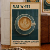 Flat White Coffee Poster Retro Latte Art Print