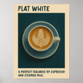 Flat White Coffee Poster Retro Latte Art Print (Vorne)