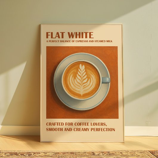 Flat White Coffee Print, Minimalistische Espressom Poster