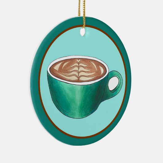 Flat White Latte Cappuccino Coffee Shop Café Keramik Ornament (Rechts)