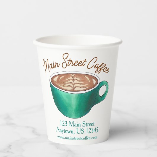 Flat White Latte Cappuccino Coffee Shop Café Pappbecher (Vorderseite)