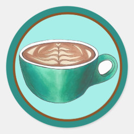 Flat White Latte Cappuccino Coffee Shop Café Runder Aufkleber
