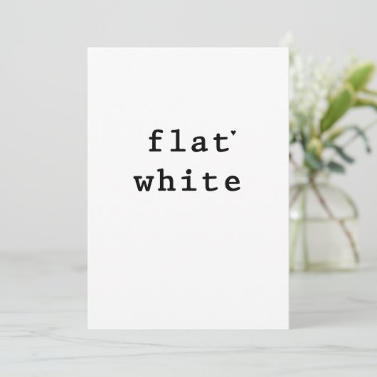 Flat white - minimalistic typography card karte (Stehend Vorderseite)