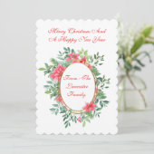 Flat Xmas Botanische Personalisierte Karte (Stehend Vorderseite)