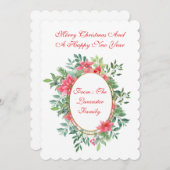 Flat Xmas Botanische Personalisierte Karte (Vorne/Hinten)