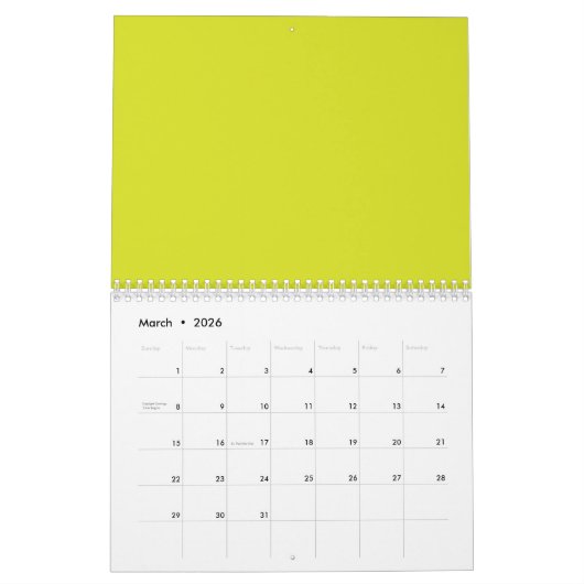 Flat Yellow Background – Back-to-School Texture Kalender (Mär 2026)