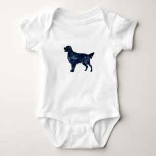 Flatbeschichtete Retriever Black Watercolor-Silhou Baby Strampler