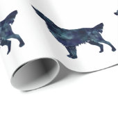 Flatbeschichtete Retriever Black Watercolor-Silhou Geschenkpapier (Rolleneckpunkt)