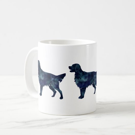 Flatbeschichtete Retriever Black Watercolor-Silhou Kaffeetasse (Vorderseite Links)