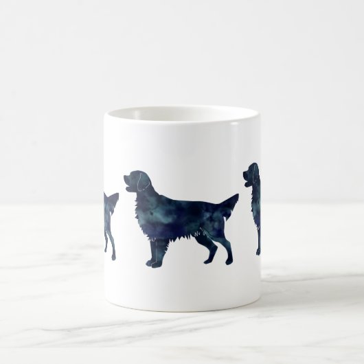 Flatbeschichtete Retriever Black Watercolor-Silhou Kaffeetasse (Mittel)