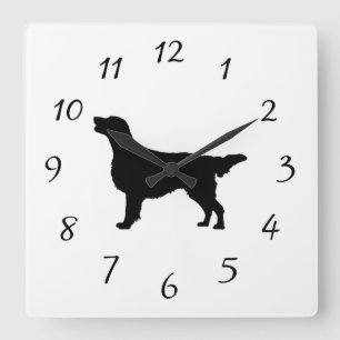 Flatbeschichtete Retriever Silhouette Liebe Hunde Quadratische Wanduhr