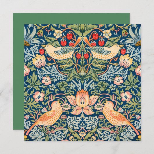 FLATCARD: WILLIAM MORRIS : STRAWBERRY THIEVES EINLADUNG (Vorne/Hinten)