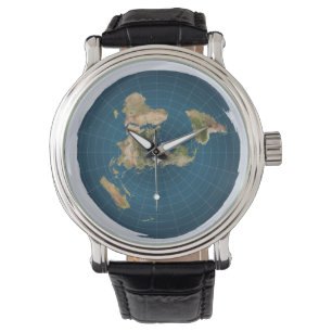 FlatEarth Lederband-Uhr Armbanduhr