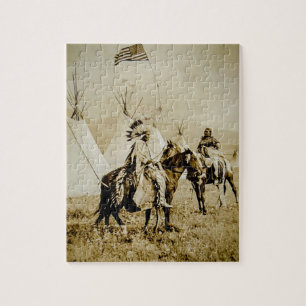 Flathead-Indianer Vintage Native American Warriors Puzzle
