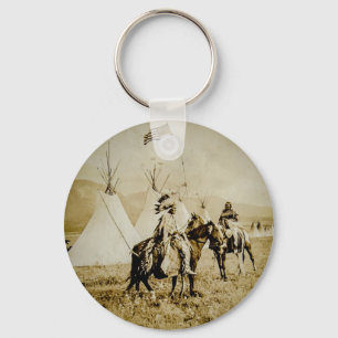 Flathead-Indianer Vintage Native Amerikanische Kri Schlüsselanhänger