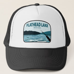 Flathead Lake Montana Angelrute Truckerkappe
