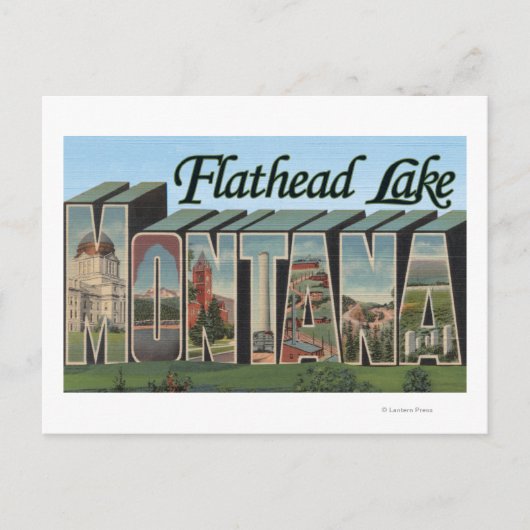 Flathead Lake, Montana - Große Briefmarkenszenen Postkarte (Vorderseite)