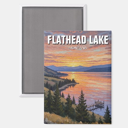 Flathead Lake Montana Magnet (Vorderseite/Rückseite)