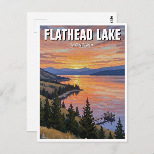 Flathead Lake Montana Postkarte (Vorne/Hinten)