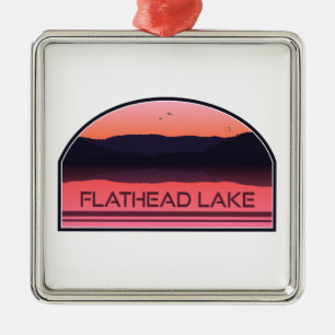 Flathead Lake Montana Red Sunrise Ornament Aus Metall